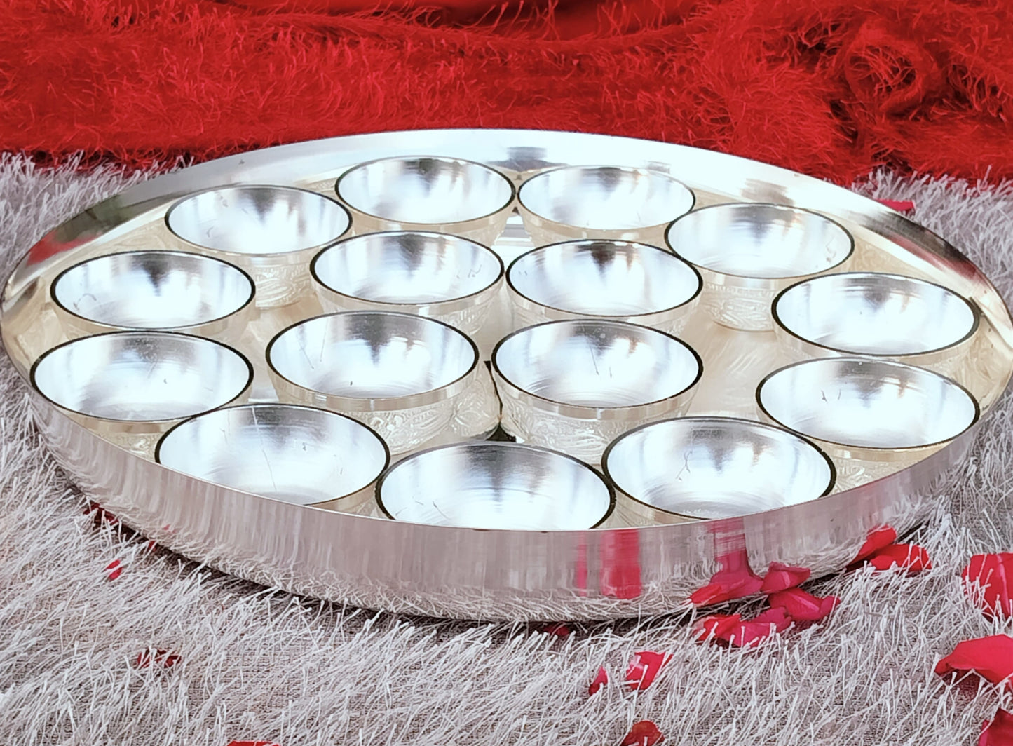 German silver Bhog Thali