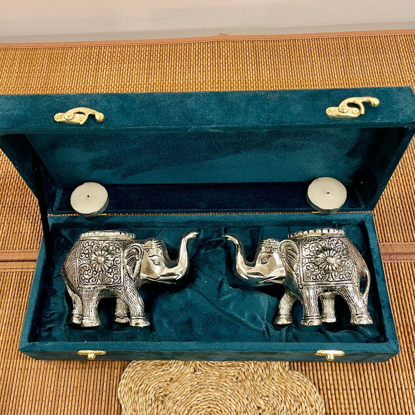 Silver Plated Elephant Shape Tealight Holder