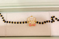 Ganpati Black Beads Bracelet With 18K Gold Polish