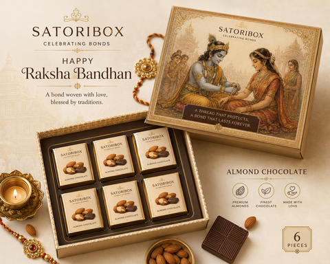 Raksha Bandan Hamper -699( A Gold Plated Rakhi + 6 Pc Almond Choclate)