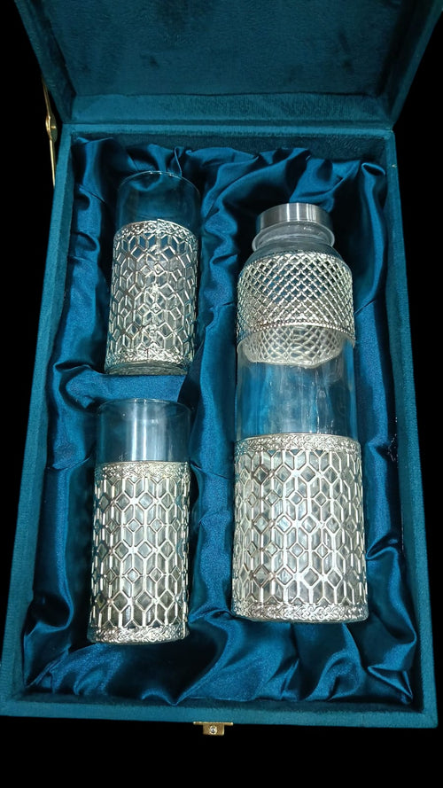 German silver bottle and glass