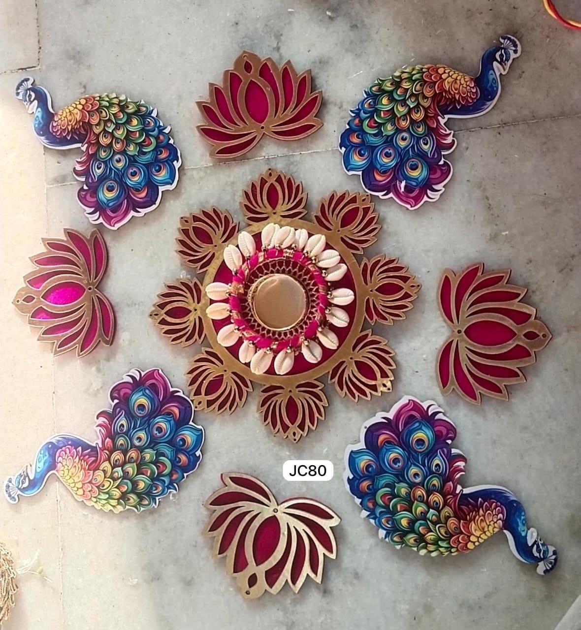 Peacock Rangoli Set – SatoriBox Jewellery