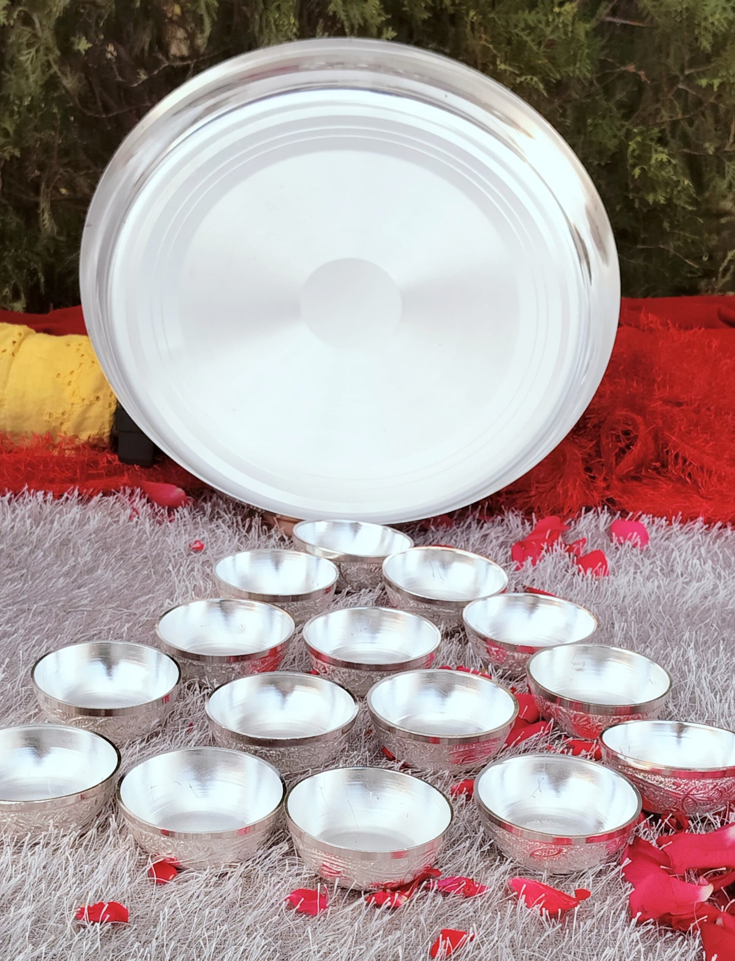 German silver Bhog Thali