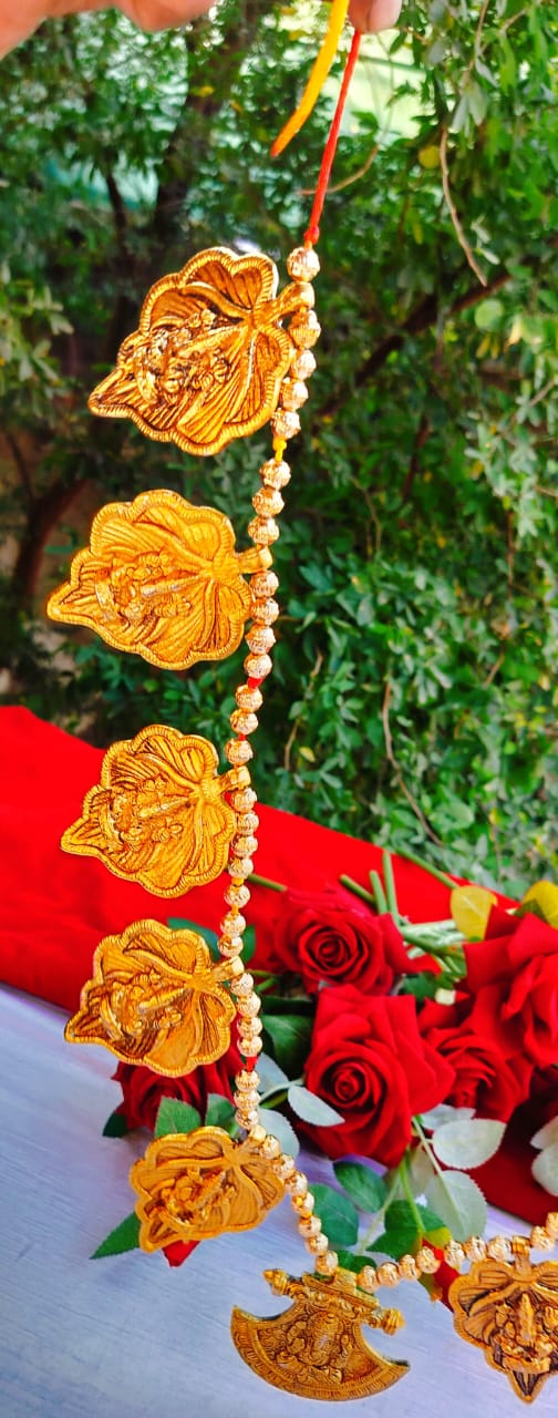 Gold plated antique  mango 11 ganesh embossed  betel leaf 🍀  bandhanwar / toran