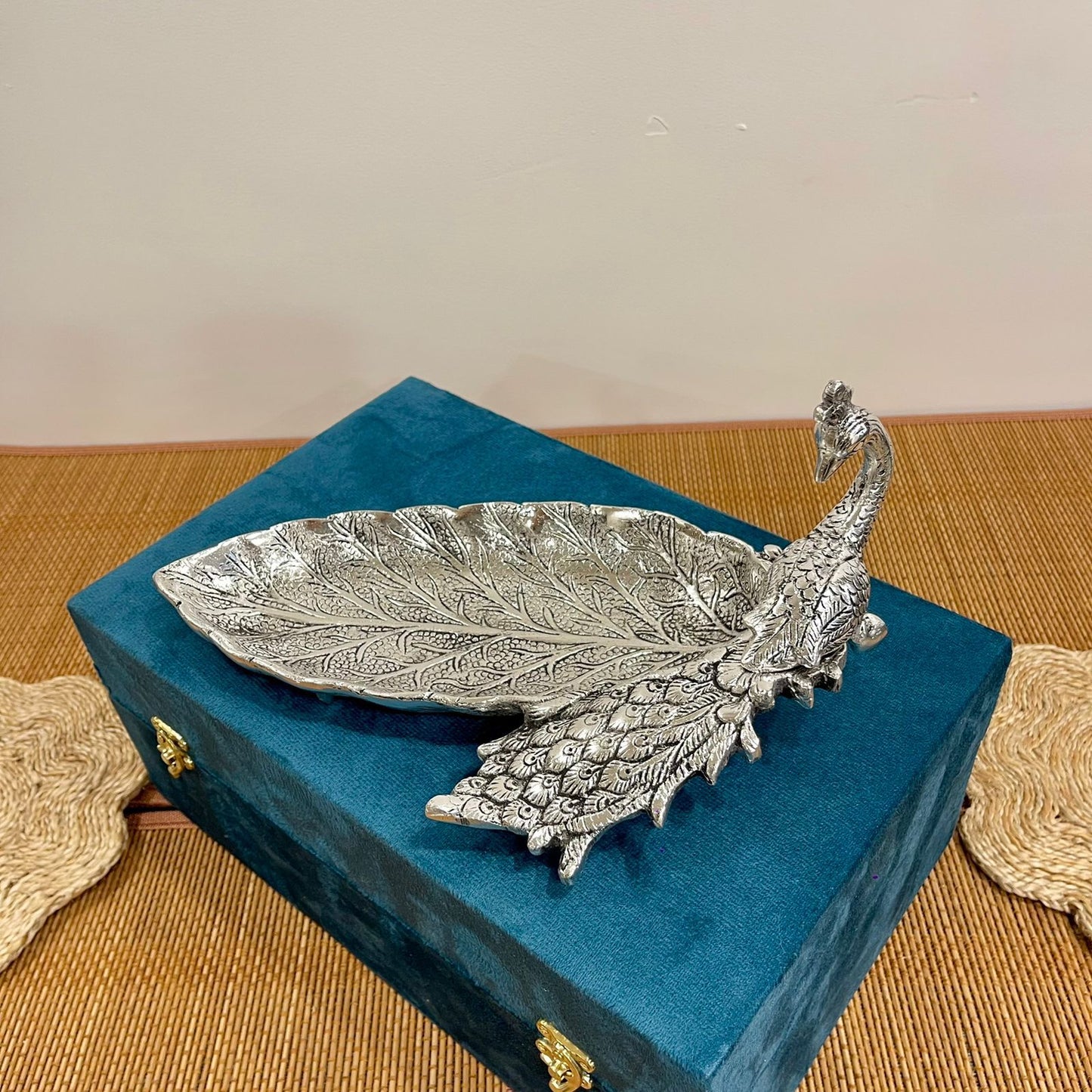 Silver Plated Peacock Shape Dry-Fruit Platter