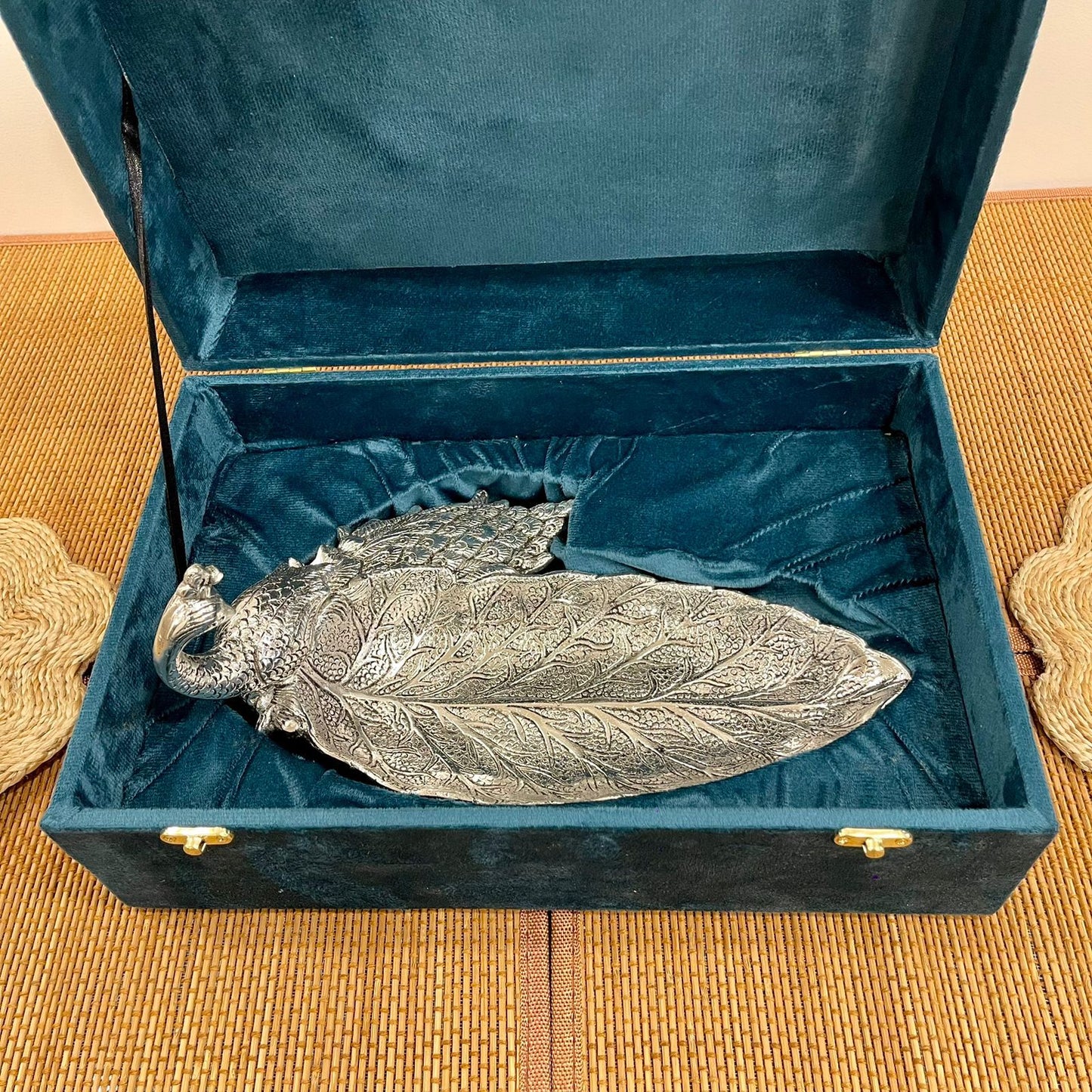 Silver Plated Peacock Shape Dry-Fruit Platter