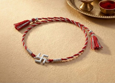 Swastik Pure Silver Rakhi