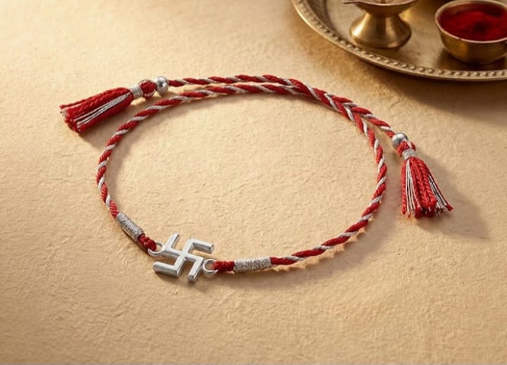 Swastik Pure Silver Rakhi