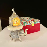Silver plated elephant tealight