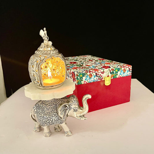 Silver plated elephant tealight