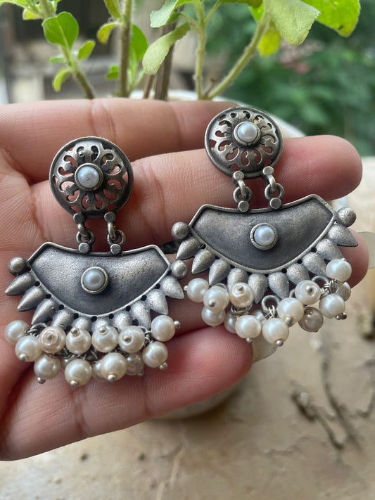 Pearlie German Silver Earrings